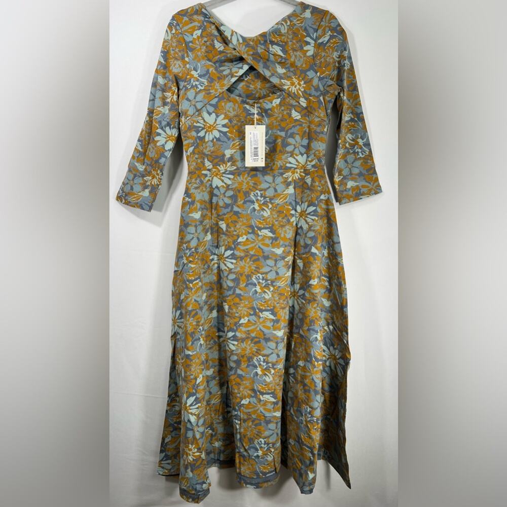 Pact Floral Midi Dress - Blue and Brown